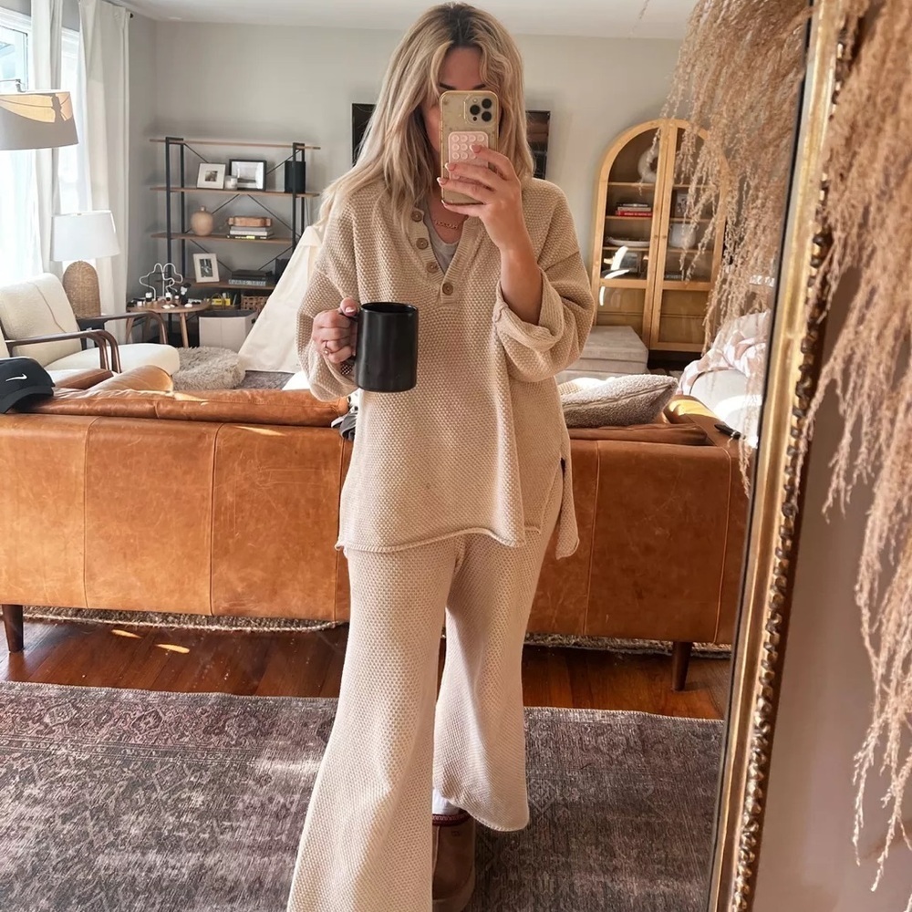FREE PEOPLE Hailee Tan Sweater Set S